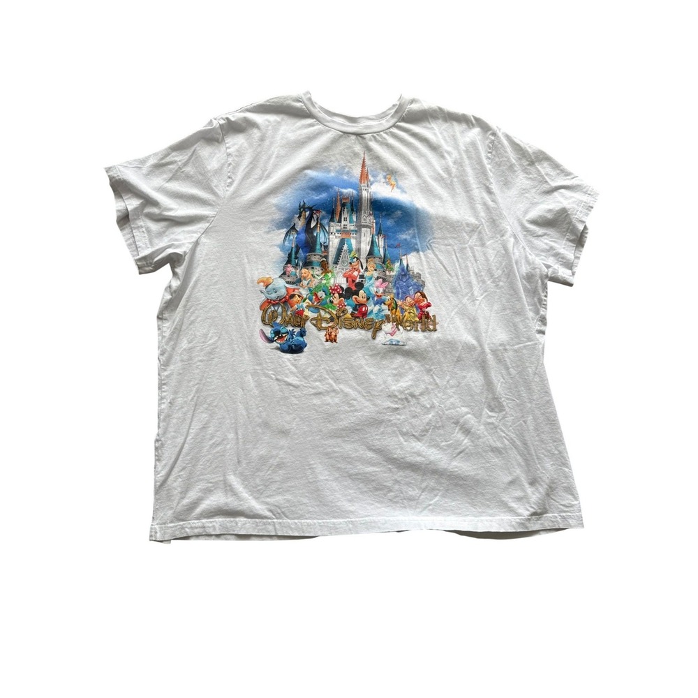 Disney Walt Disney World Character Castle Graphic T-Shirt White Cotton 3XL